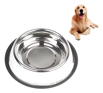 Comedero Plato Coca En Acero Inoxidable Para Perros Y Gatos Plateado