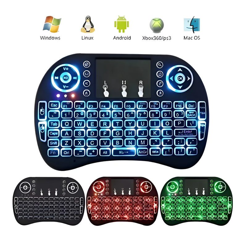 Mini Teclado Inalámbrico Airmouse Android Smart Tv Iluminado Mouse Color Teclado Black