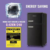 Mini Refrigerador 3.5 Pies Cúbicos Doble Puerta Negro