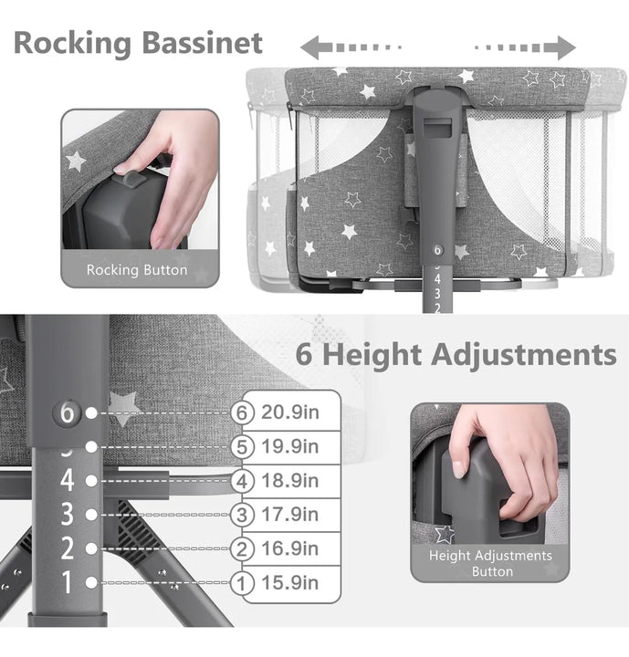 Biusikan Cuna De Bebe 3 En 1, Moises Mecedora Con Comodo Col