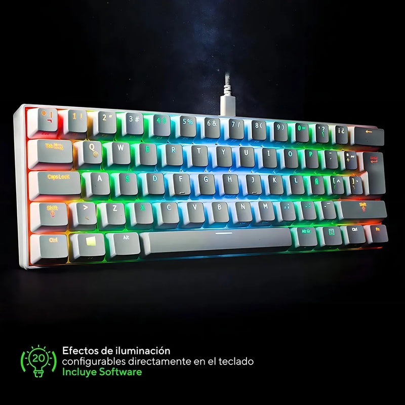 Teclado VSG QWERTY Kailh Brown español latinoamérica color blanco con luz RGB