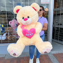 Oso Peluche Gigante 1.50cm Corazón +3 Globos +moño De Regalo Blanco