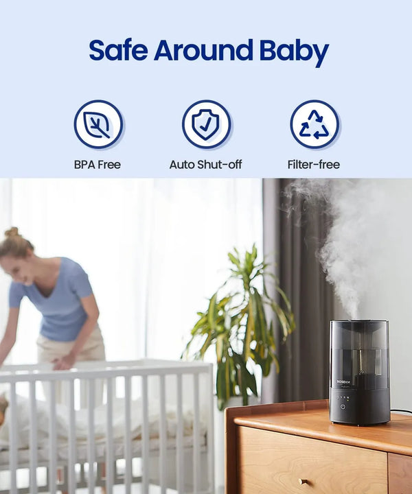 Humidificador Ultrasónico Silencioso Niebla Fría Bebes - Negro