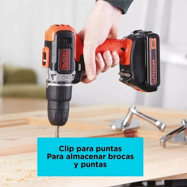 Taladro Percutor 3/8'' 20v Black+decker Bcd704c1-b3 Naranja