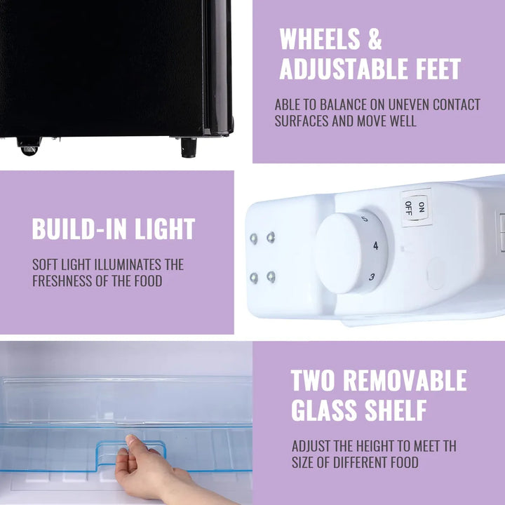 Mini Refrigerador 3.5 Pies Cúbicos Doble Puerta Negro