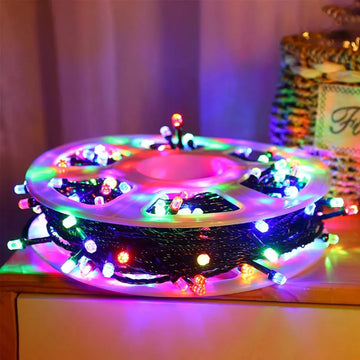 Instalacion Navideña Lineal 200led Solar Con Control Multicolor