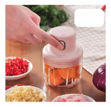 Picador Eléctrico Recargable 250ml Cortador De Verduras Rosa