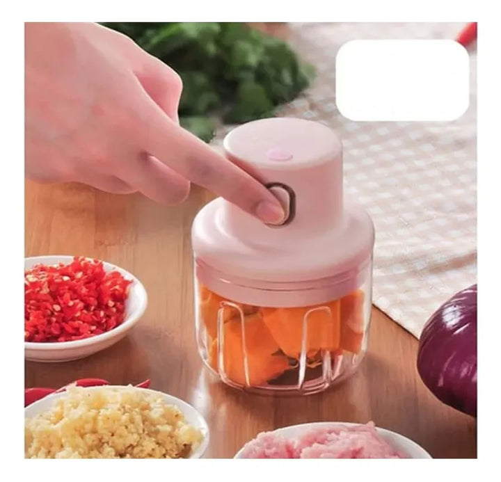 Picador Eléctrico Recargable 250ml Cortador De Verduras Rosa