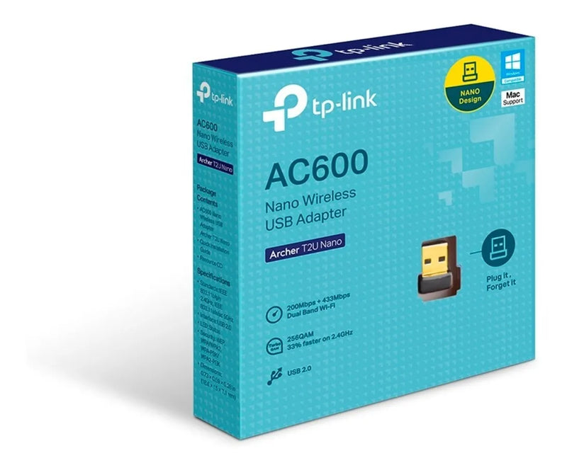 Adaptador nano USB inalámbrico TP-Link Ac600 Archer T2u