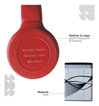 Audifonos Inalámbricos Wireless N65bt Color Rojo