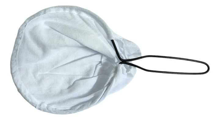 Colador De Tela Para Cafe Ilko 14 Cm Con Soporte Metalico Blanco