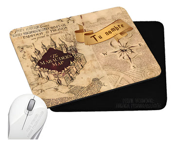 Pad Mouse Rectangular Nombre Mapa Merodeador Harry Potter Negro