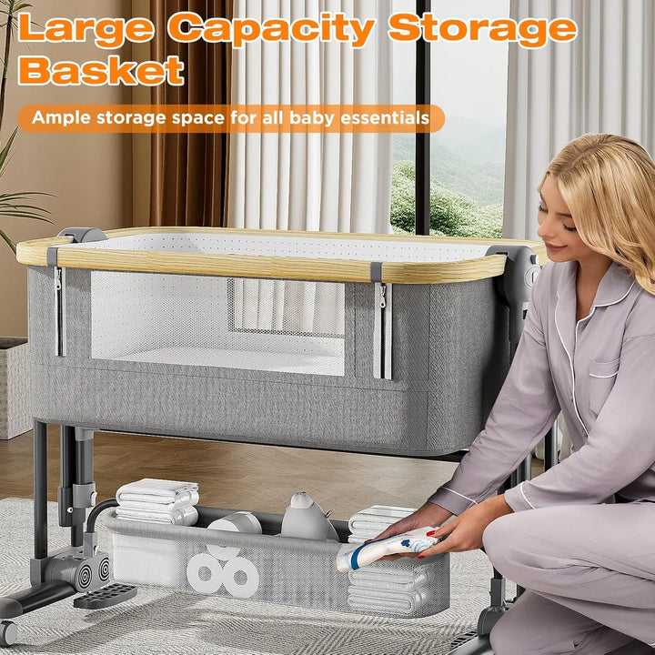 Cuna Lateral 4 En 1 Para Bebé Con Ruedas - Comodidad Y