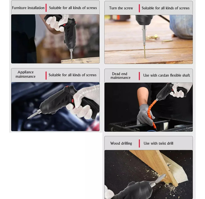 Taladro Destornillador Recargable Inalámbrico Eléctrico - Negro