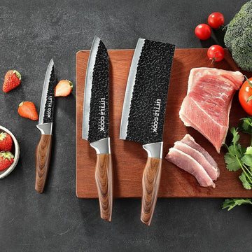 Juego De Cuchillos De Chef De 3 Piezas, Negro