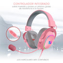 Auriculares gamer Redragon Gamer Zeus X H510-RGB rosa con luz LED
