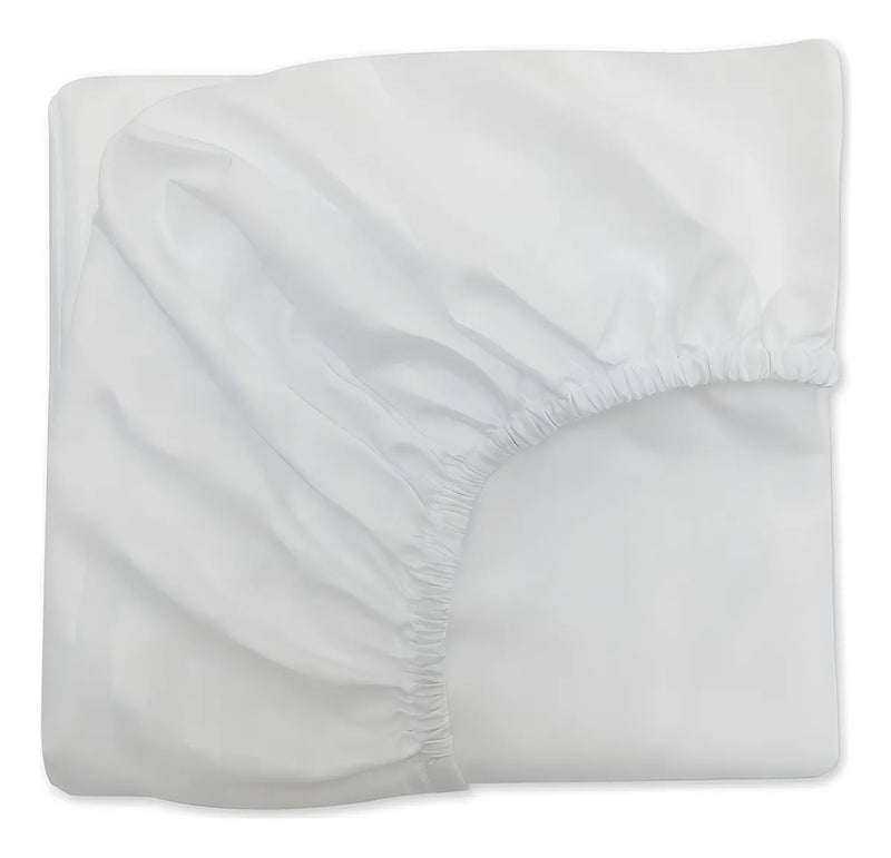 Sábana Ajustable Para Colchón Corral Color Blanco Diseño De La Tela Lisa