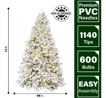 Fraser Hill Farm Arbol De Navidad Artificial Flocado De 7.5