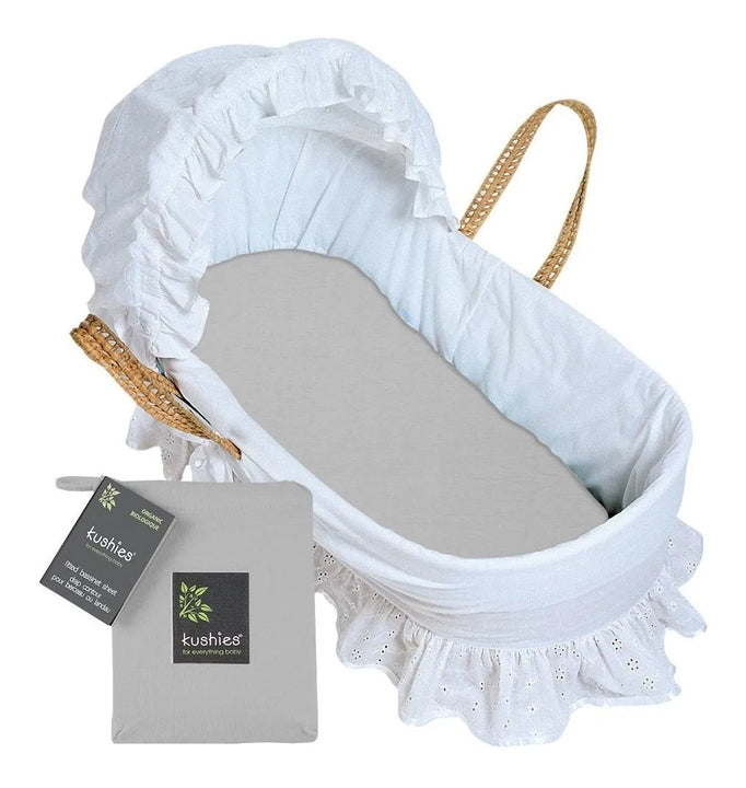 Sábana Ajustable Para Moisés Orgánica Kushies Baby, Gris