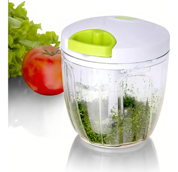 Maxi cortador, picador y mezclador manual 900 ml Chef Master con cuchillas intercambiables blanco y verde