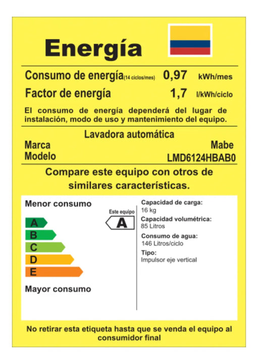 Lavadora Mabe Semiautomática Dos Tinas 16 Kg (35 Lb) Blanca Blanco