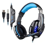 Audífonos gamer Kotion Each G9000 black y blue con luz azul LED