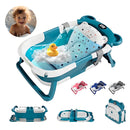 Bañera Tina Baño Bebe Plegable Portátil Con Cojín Termómetro Color Azul