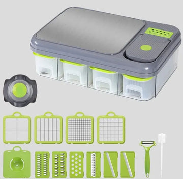Cortador Picador Rayador De Verduras Multifuncional 26 Pzs Verde