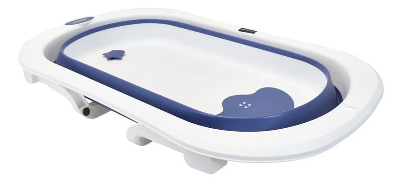 Bañera Plegable Con Soporte Y Cojín Stand Happy Baby Color Azul