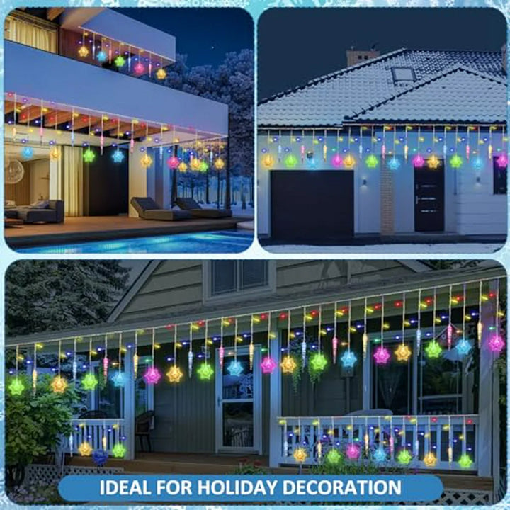 Luces Led Navideñas Vihose: Cortina De Copos De Nieve 23ft