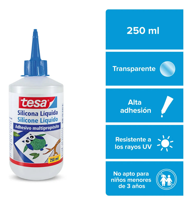 Pack X3 Und De Silicona Liquida 250 Ml Tesa Sin Color