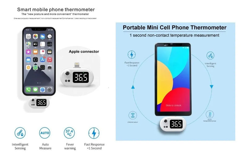 Mini Termómetro Digital Para Teléfono Móvil Con Pantalla Led