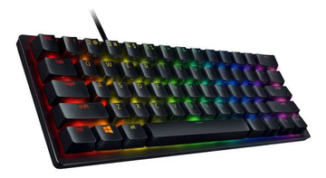 Teclado gamer Razer Huntsman Mini QWERTY Razer Purple inglés US color negro con luz RGB