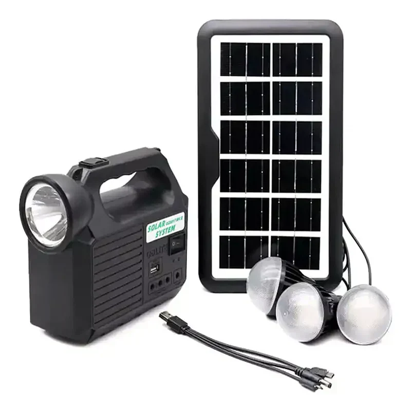PowerBank Portatil con Panel Solar y 3 Bombillos LED