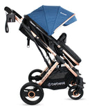 Coche Bebé Reclinable Moises Bebesit Gold Lx, Plegable Azul Chasis Dorado