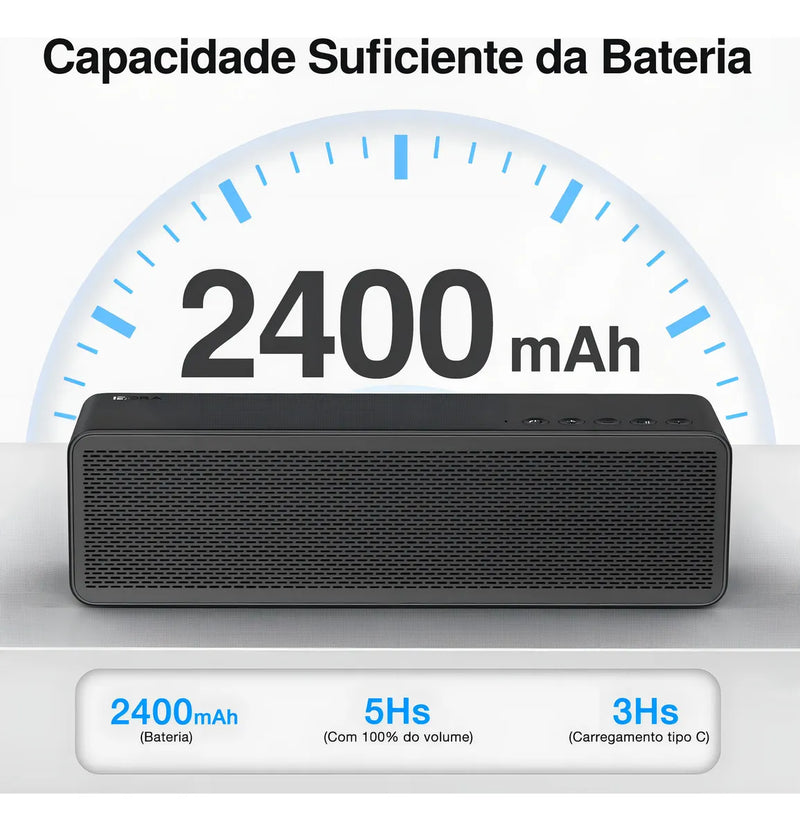 Parlante Bluetooth 1HORA 20w Bocina con Bajos Profundos, Altavoz Inalámbrico con Tubo Guía DSP USB TF AUX Sonido Estéreo para Fiestas