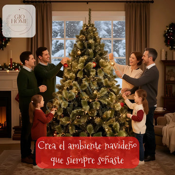 Arbol De Navidad Nevada 2.25m 1349 Puntas Gio Home Pino Navideño Look Natural Base Metalica Artificial Para Decoracion Con Bolas Adornos Extensiones Cintas Bombillos Botas Campanas Luces Estrella Noel