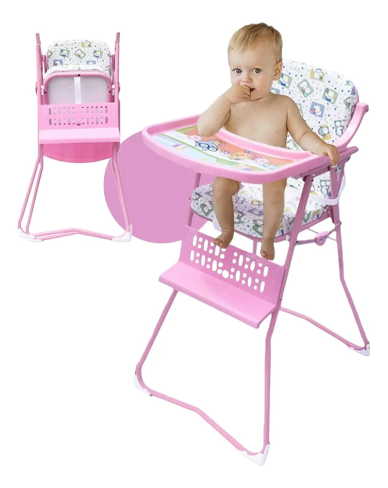 Silla Comedor Bebe Plegable Niño Y Niña Rosa