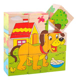 Rompecabezas 3D Madera Otra Marca 6 Caras Dibujos Animados 9 Piezas