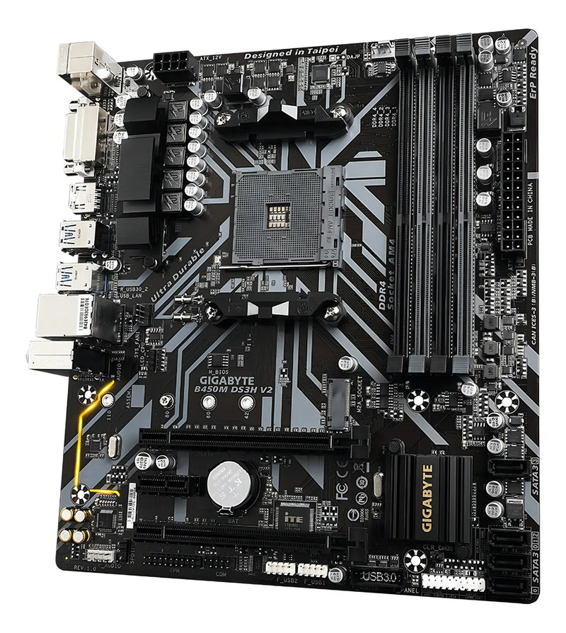 Placa Madre Gigabyte Ultra Durable B450m Ds3h V2 Negra Negro