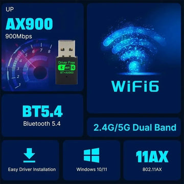 Adaptador Wifi Usb Tarjeta Red Pc 6g 5g Ax 900 Bluetooth 5.3