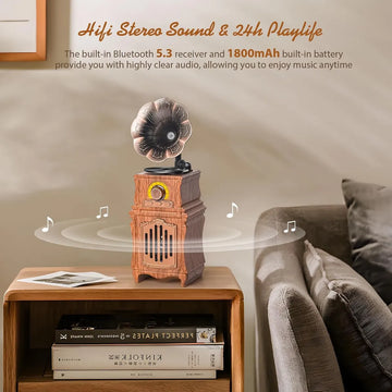 Radio Fm Altavoz Retro Antiguo Portatil Gran Sonido Madera