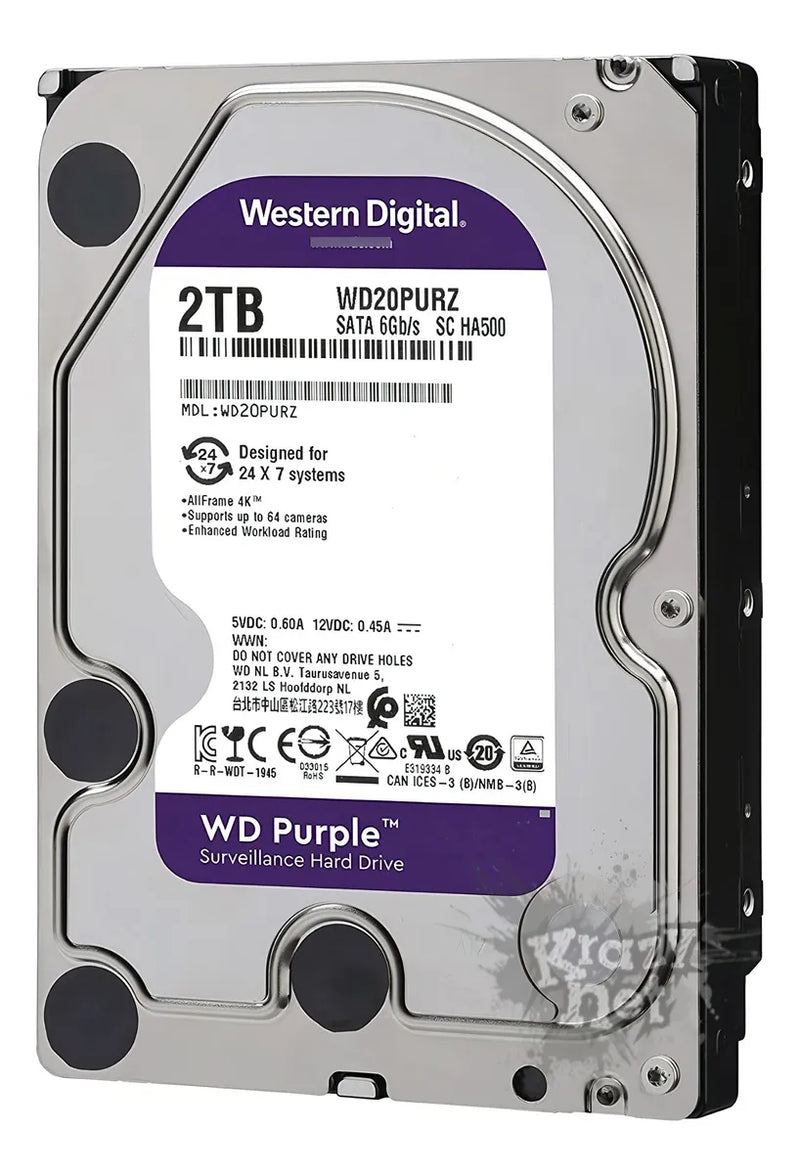Disco duro interno Western Digital WD Purple WD20PURZ 2TB púrpura