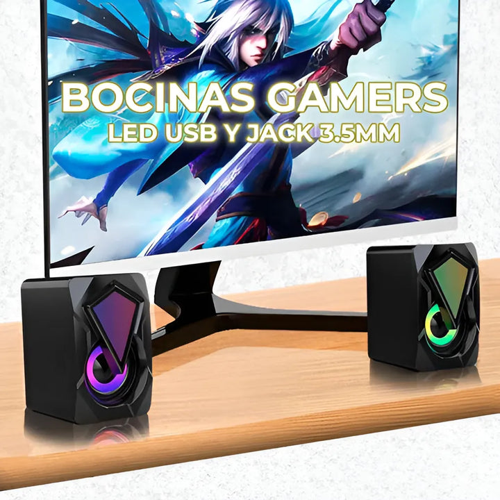 Bocinas Rgb Con Control Volumen Portátil 3.5mm