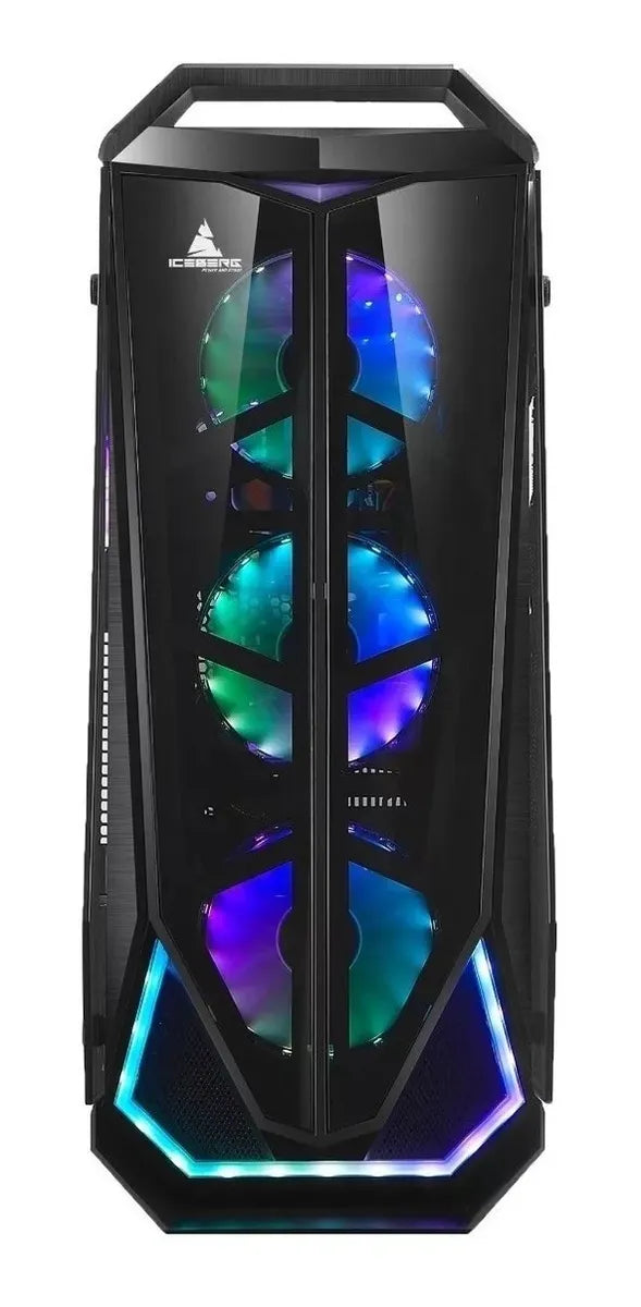 Caja Gabinete Iceberg Crystal Max - 4 Fans + Tira M-rgb Negro