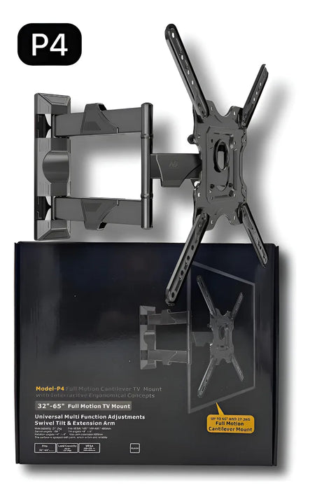 Soporte Televisor P4 Tv Pared 32-65 Pulgadas Fino Grueso Negro