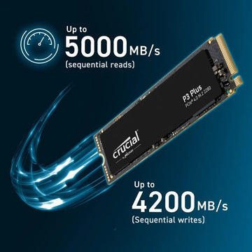Disco Duro 1tb M2 Crucial P3 Plus Gen4 Nvme Pcie 5000mbps Negro