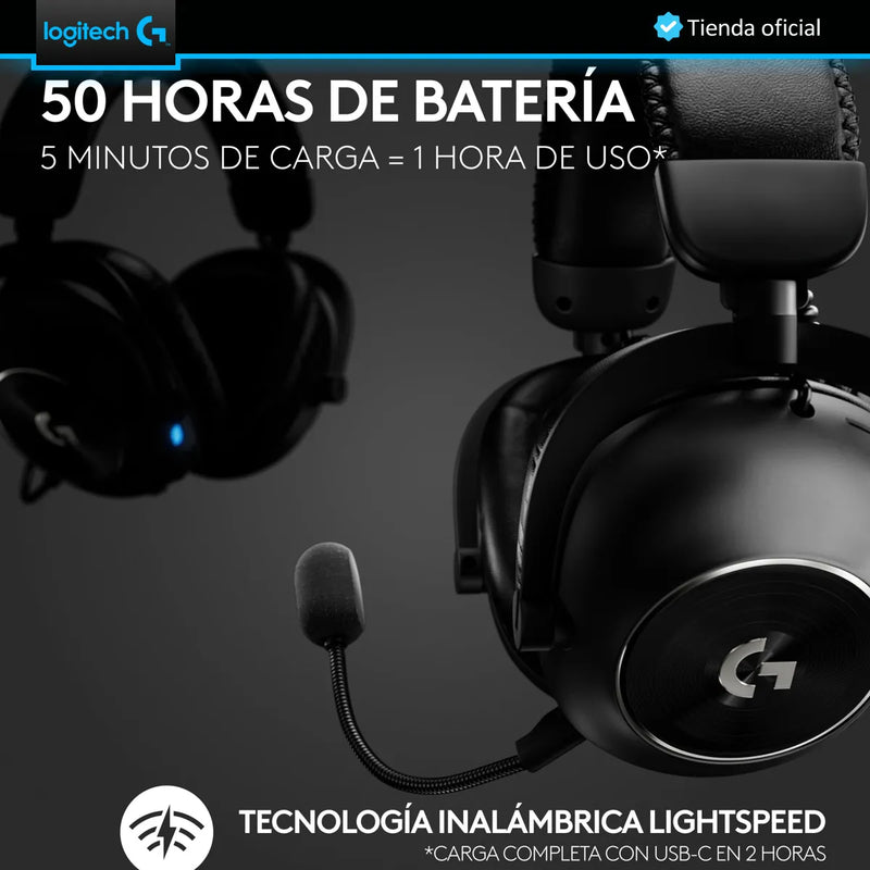 Logitech G Pro X 2, Diadema Gamer 7.1 Lightspeed / Bluetooth Negro