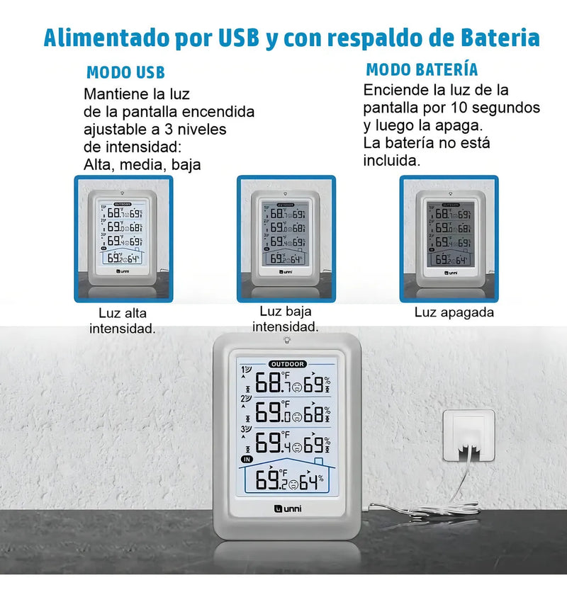 Termohigrometro Digital Multisensorial Con 4 Sensores