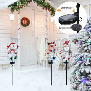 Decoracion Navidena Led De 3 Luces Solares Con Paneles De Al